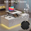 Table basse à plateau relevable avec tiroir coulissant et rangement caché, lumières DEL de 16 couleurs, charge sans fil et haut-parleur intégré-834033703