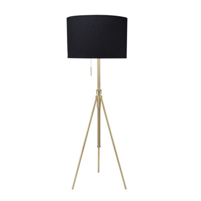 58'' Antique Brass Tripod Floor Lamp