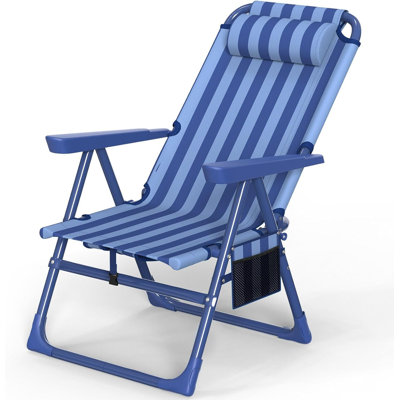 Backpack Beach Chair, 6-Positions Reclining Folding Beach Chair with Cooler Bag and Cup Holder