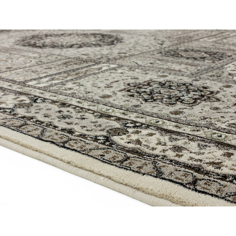 Tapis décoratif crème à motif oriental devansh, Tapis de couloir 2 pi 8 po x 8 pi 1 po