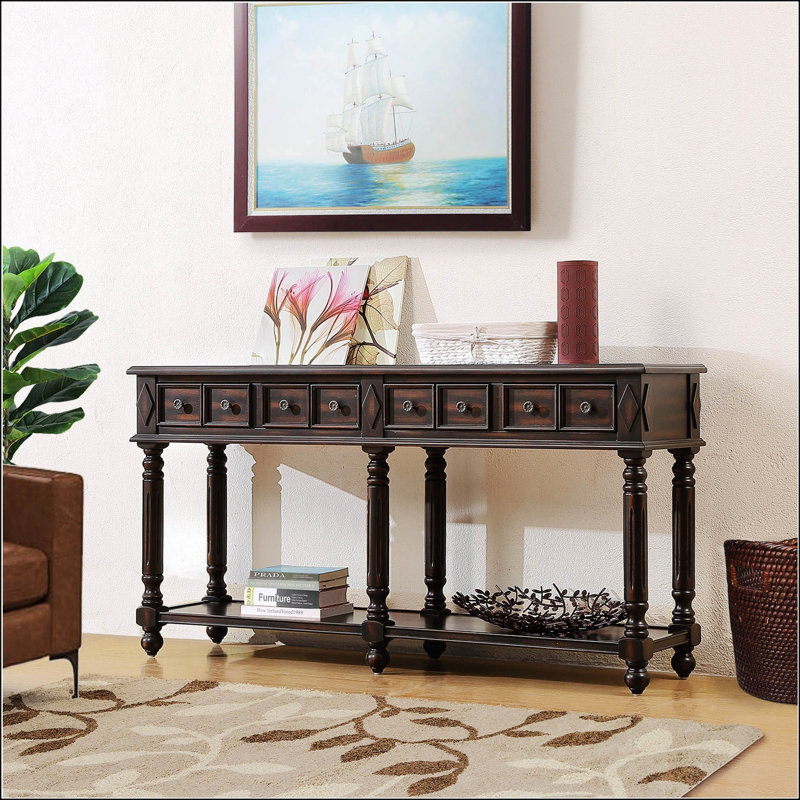 Milas 58'' Console Table, Distressed Black