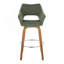 Tabouret de bar à hauteur fixe avec pivot en bois de noyer et tissu avec repose-pieds en métal chromé - ensemble de 2
