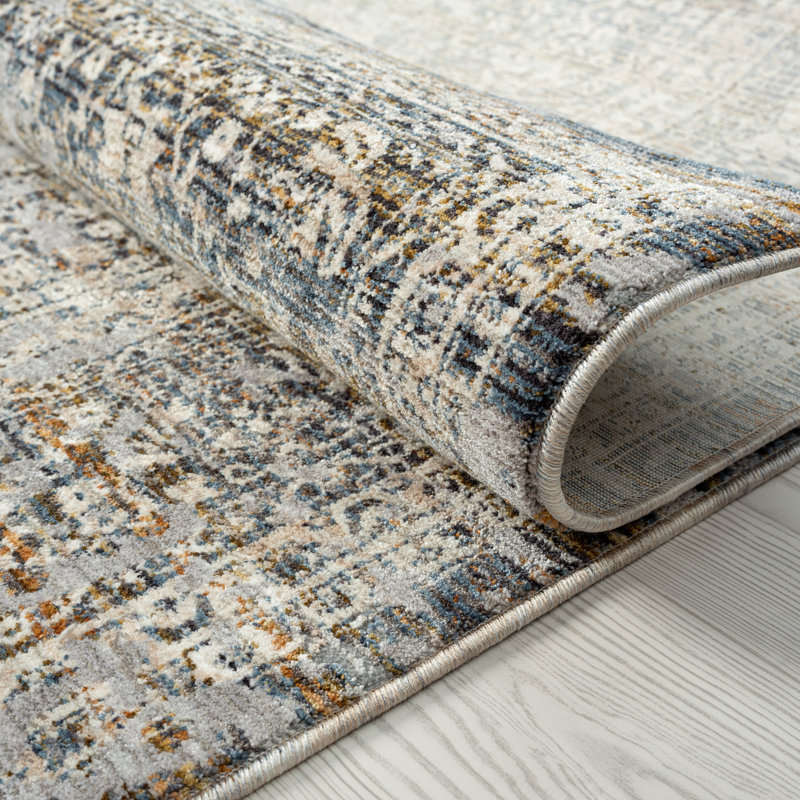 Dmon Floral Area Rug in Blue, Rectangle 8'9" x 11'10"