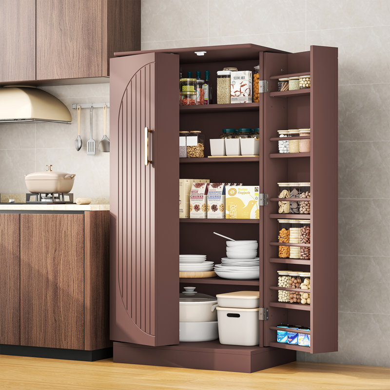Garde-manger autoportant 47 po avec 2 portes, tablettes réglables et garde-manger à portes magnétiques