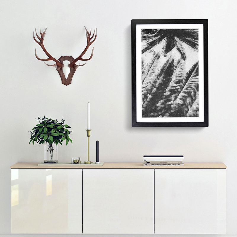 Palm Tree Shadows - Framed Print, 48cm H x 36cm W x 2cm D, Black Framed
