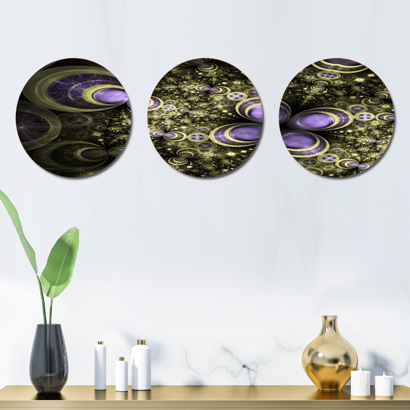Ensemble de 3 décorations murales, Mauve / Vert