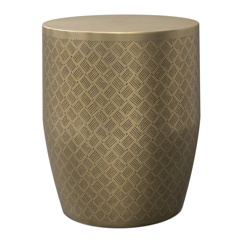 Table d'appoint ronde en métal avec motif gravé 18 po Odom