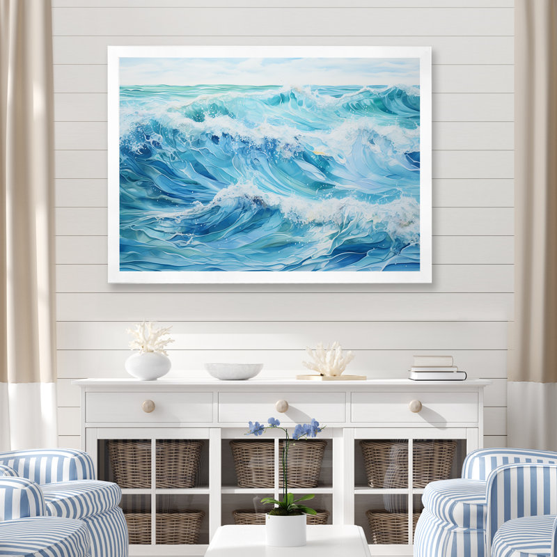 Ocean Charm IV, impression sur toile, H 16 po x l 32 po x P 1 po, Cadre simple blanc