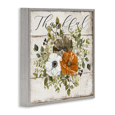 Thankful Floral Pumpkin Giclee Art by LSR Design Studio