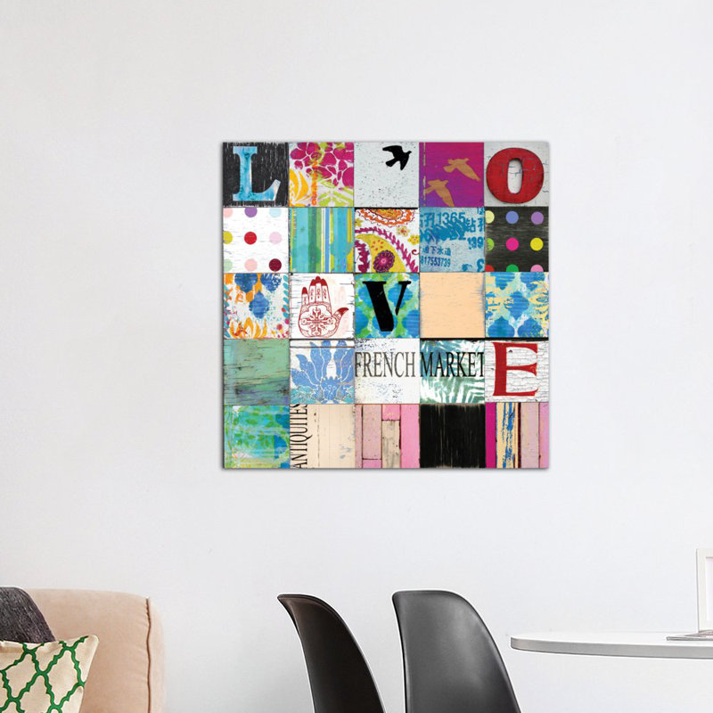 «Boho Love» par Charlie Carter - Estampe numérique sur toile tendue avec châssis, H 18 po x l 18 po x P 1,5 po, Toile tendue