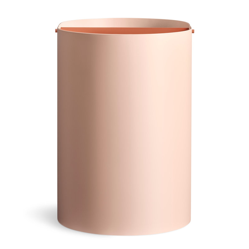 Blush Pink Powder-Coated Metal Office Wastebasket