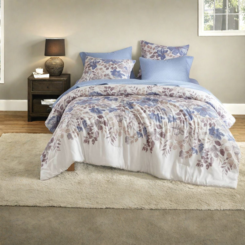 Ensembles de literie doux en polyester bleu pleine grandeur pour maison moderne