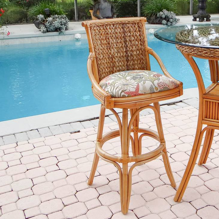 Dastyn Swivel Upholstered Counter Stool, Dum Dum Natural, Antique Honey