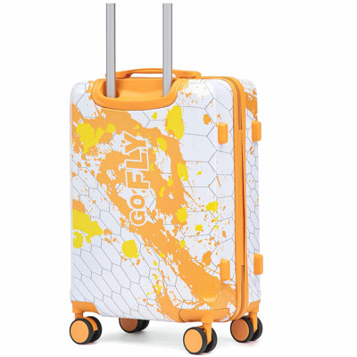 20 Inch PC Spinner Wheel Luggage, Carry on Suitcase, With Printed pattern and Combination Lock (Orange)