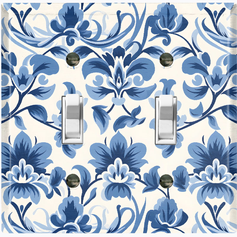 Élégante plaque murale standard à 2 lumières à motif de fleurs de Noël en damas