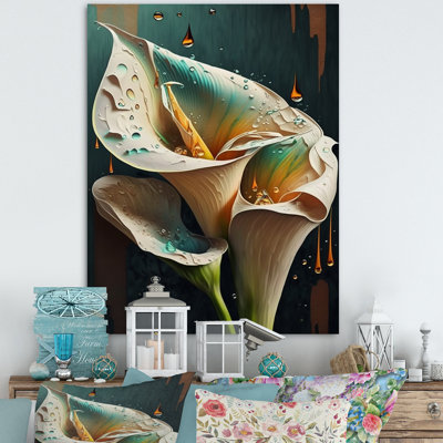 " Gren And White Calla Lily Flower III "