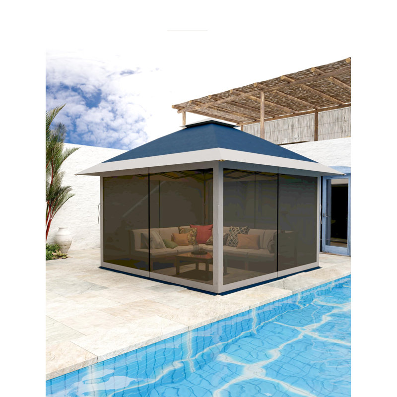 12 x 12 FT Outdoor Gazebo,Heavy Duty Double Roof Patio Gazebo with Netting and Curtains,Outdoor Patio Canopy for Deck Backyard Garden Lawns