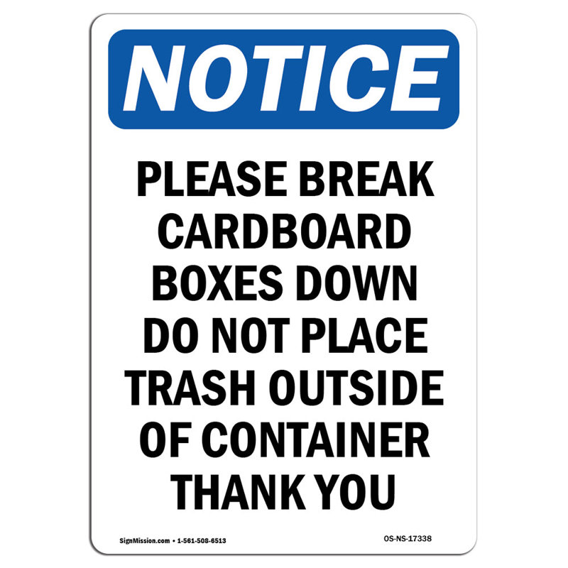 Please Break Cardboard Boxes Down Sign