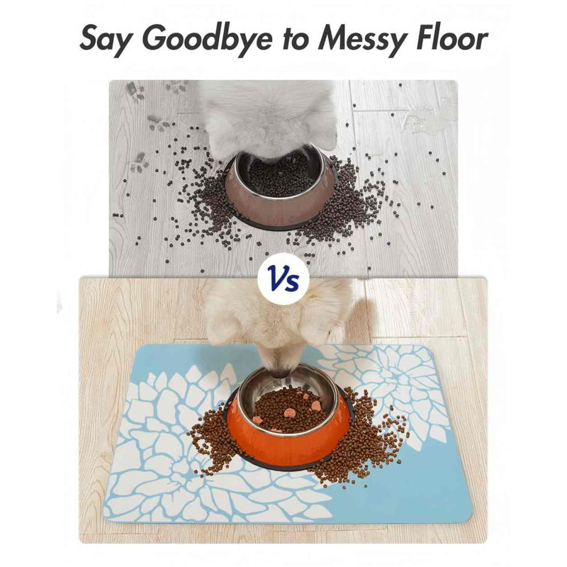 Pet Feeding Mat-Absorbent Floral Cat&Dog Food Mat-Dog Mat