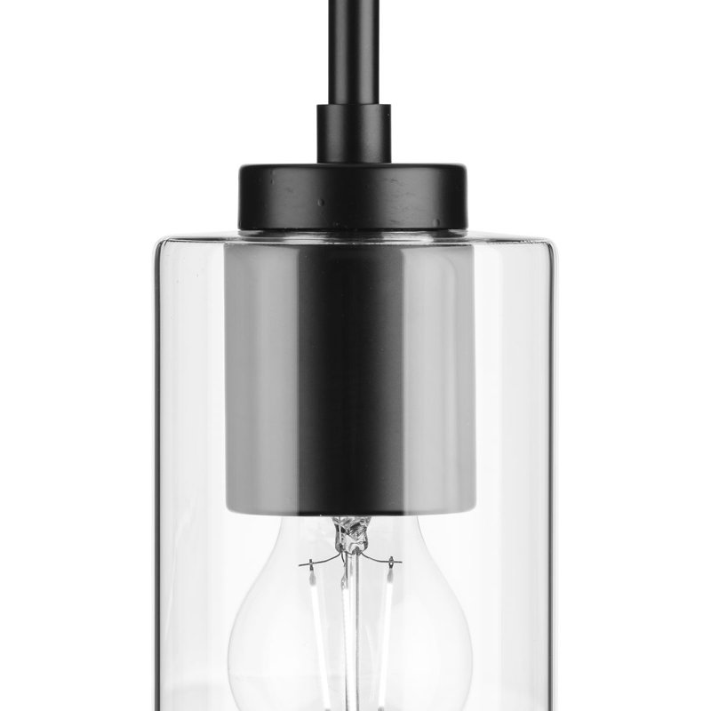 Cortny 1 - Light Cylinder Pendant, Clear, Matte Black
