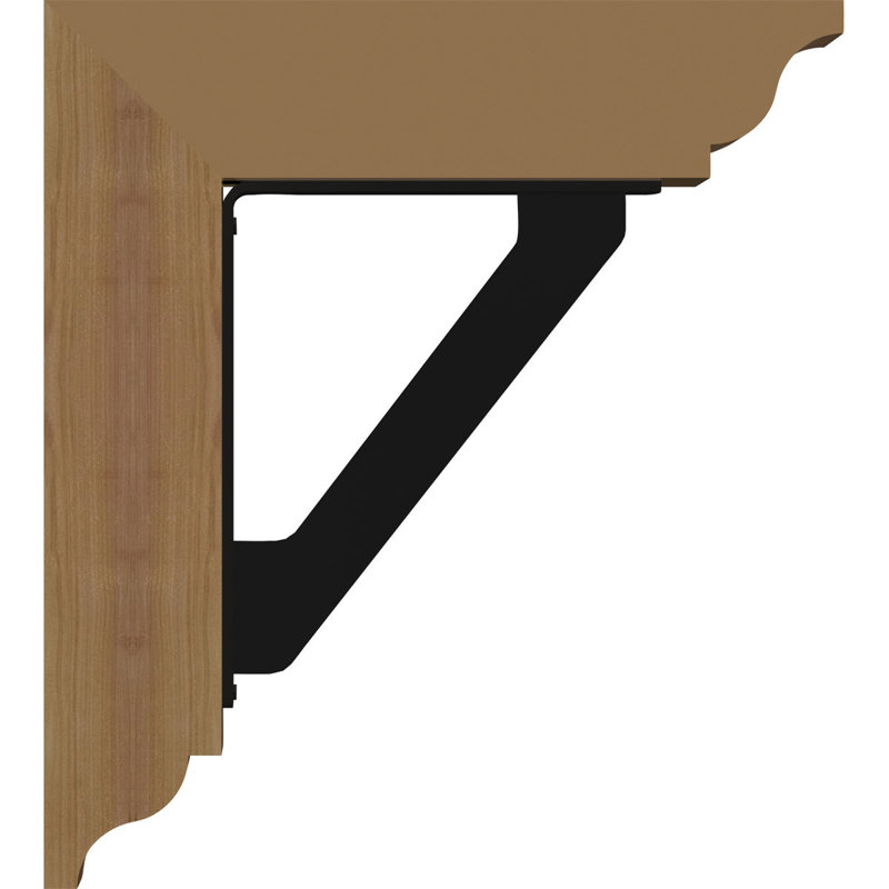 Support traditionnel en fer simple de 2 po d'épaisseur, H 16 po x P 14 po, Cèdre rouge de l'Ouest l 3 1/2 po x T 2 po (lisse