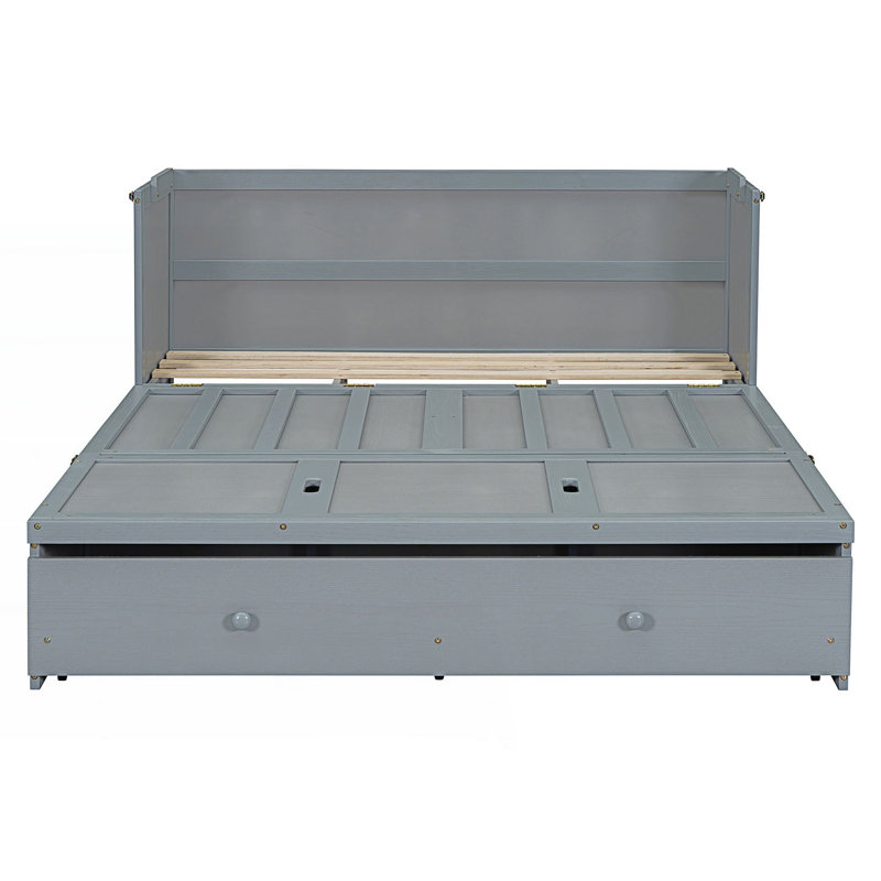 Armoire murale Murphy avec prises et tiroir, Grey, Plein