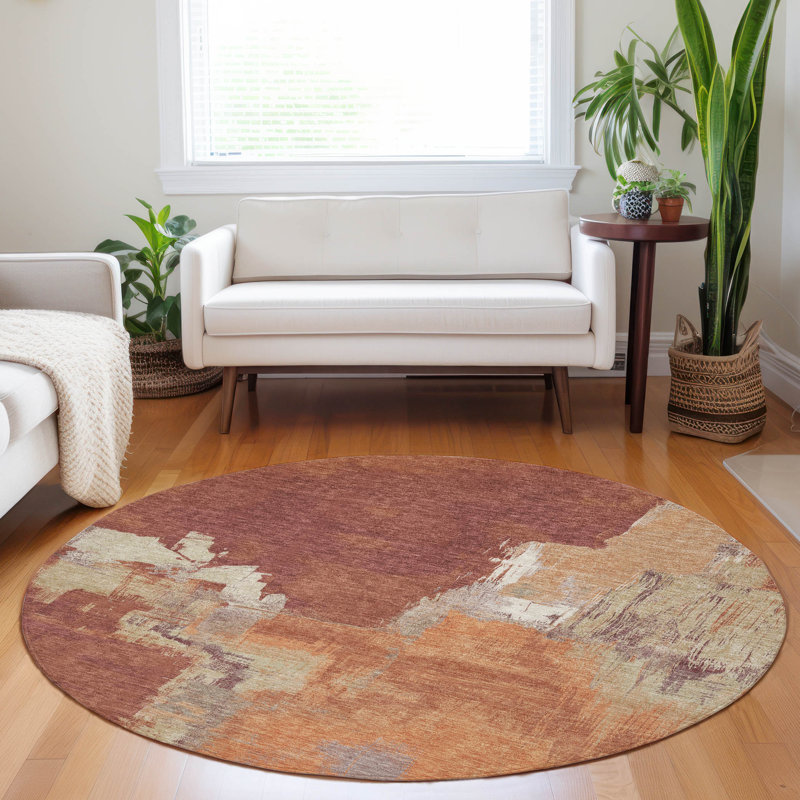 Tapis paprika intérieur / extérieur lavable à la machine Christain ACN1335, Rond 8 pi