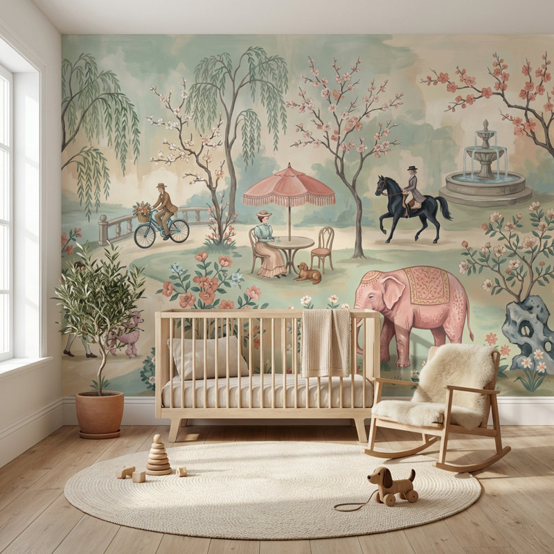 Murale Serene Garden, Peler et coller, 200 po x 120 po