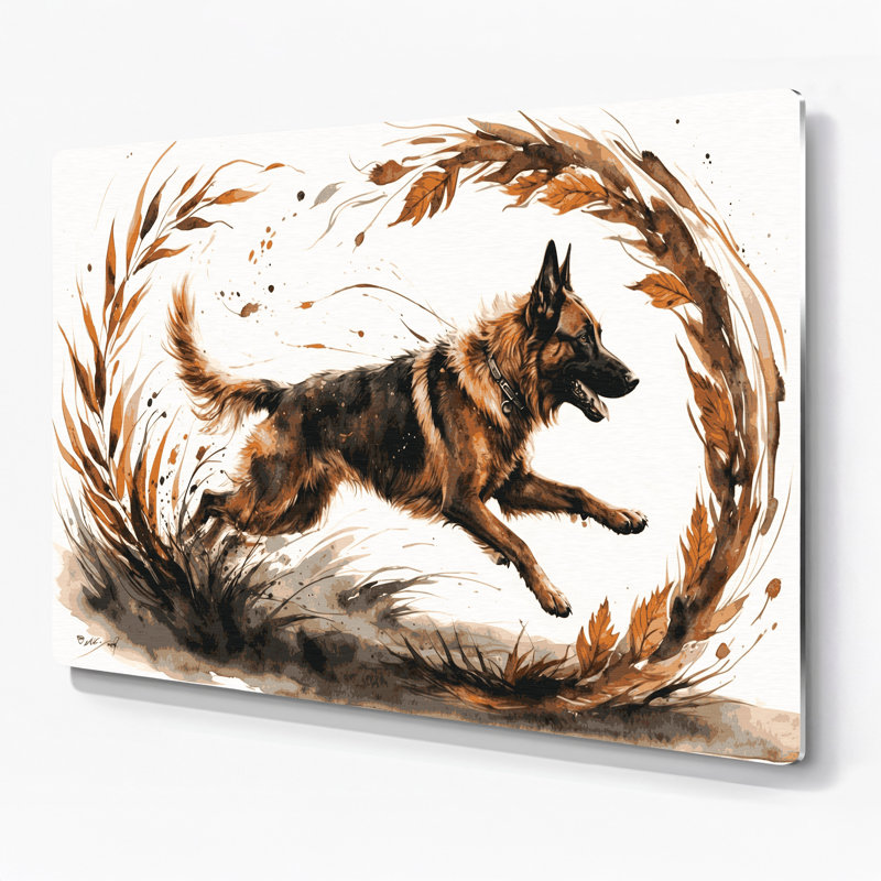 Chiens belges Malinois, art mural en métal gris, H 12 po x l 18 po