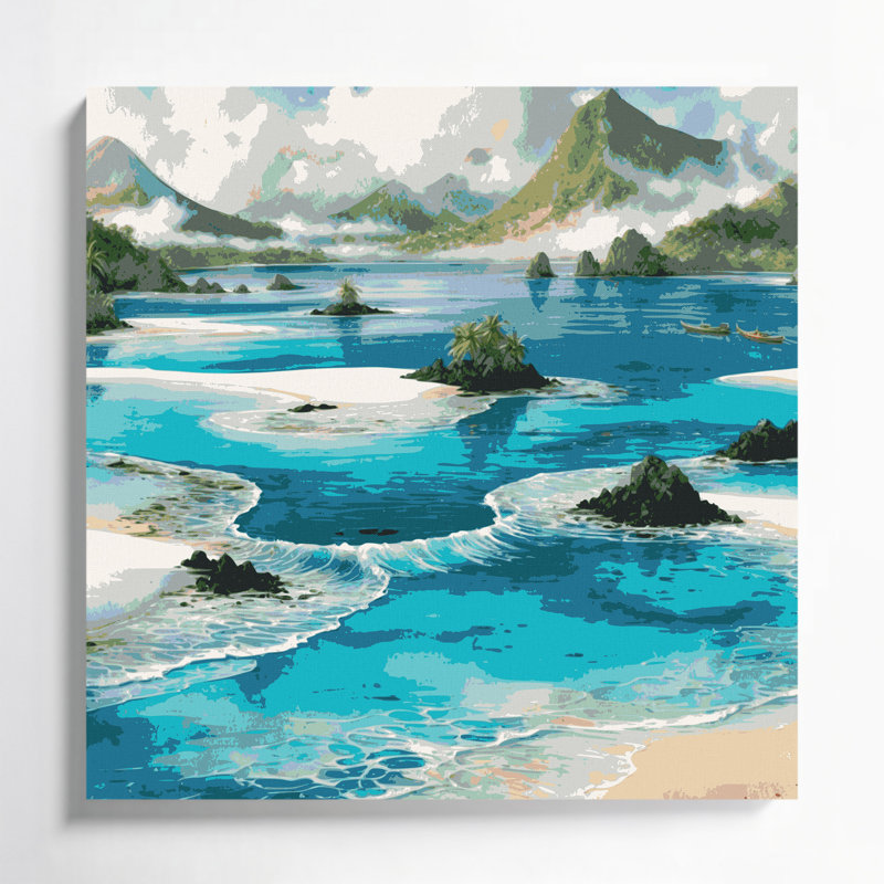 Hawaiian Lagoons Blue Canvas Wall Art, 12" H x 12" W