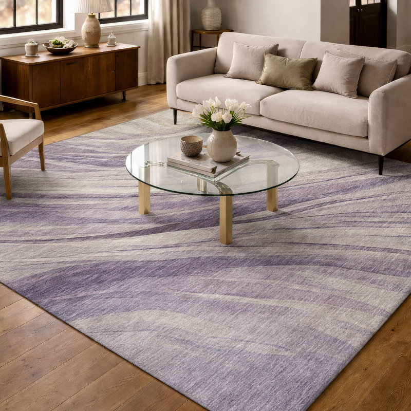 Tapis tourbillon intérieur / extérieur lavable à la machine ACN2871, Lavande, 10 pi x 14 pi