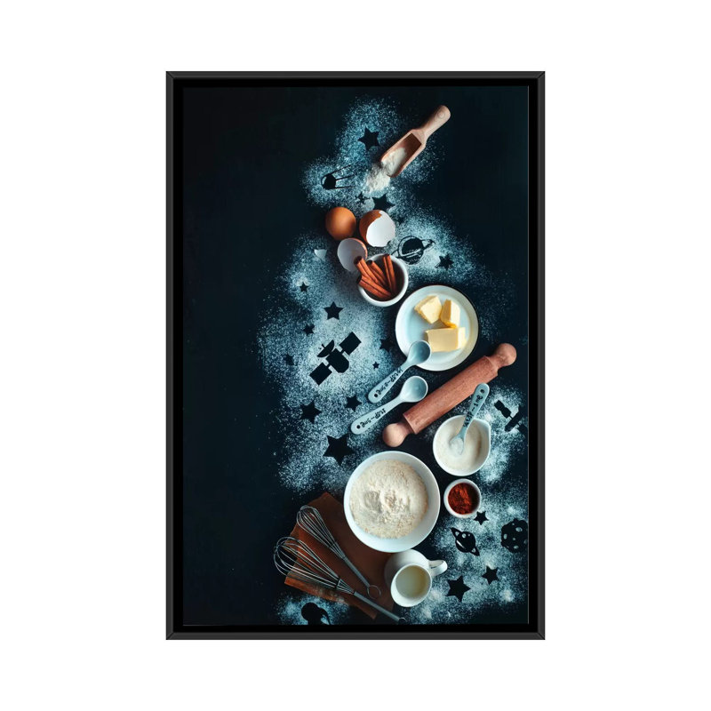 « cuisson pour stargazers », impression sur toile, H 26 po x l 18 po x P 1,5 po, Pas de tapis, Toile avec cadre noir