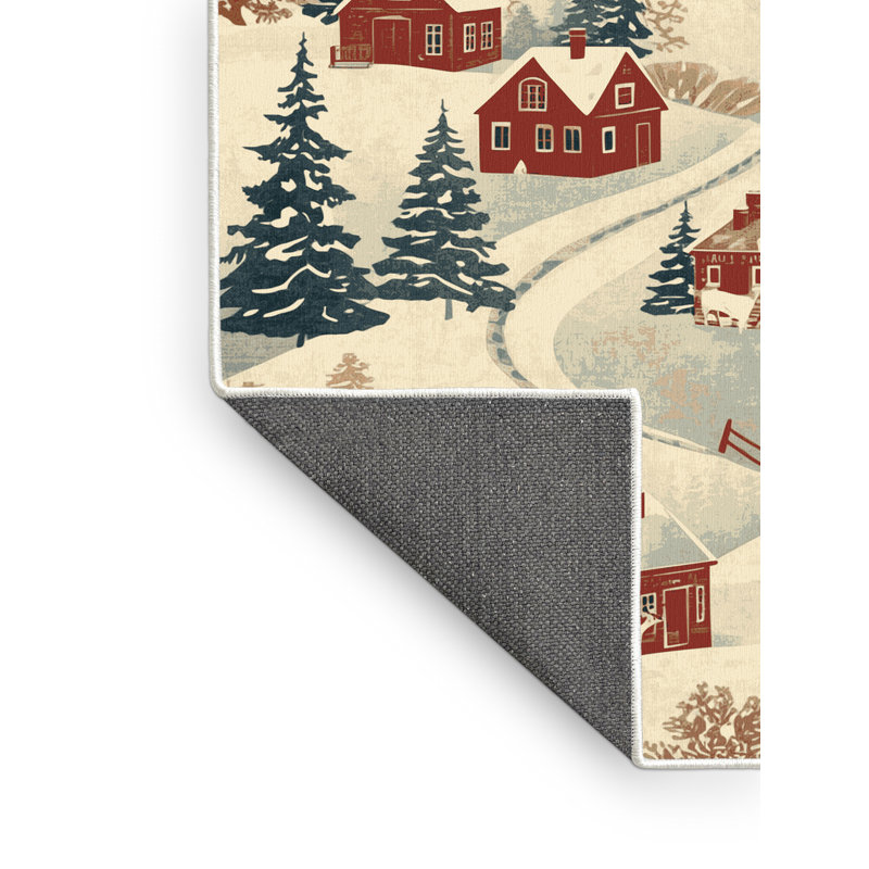 Soft Plush Feingold Christmas Modern & Contemporary Abstract Area Rug in Beige – White Binding, 7x10