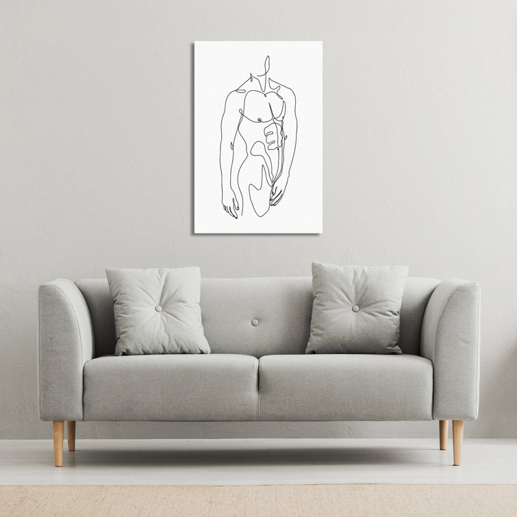 Orren Ellis Line Art Of Male Body Canvas Print | Wayfair