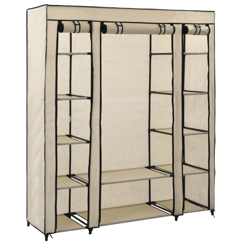 3 Door Fabric Wardrobe, Cream