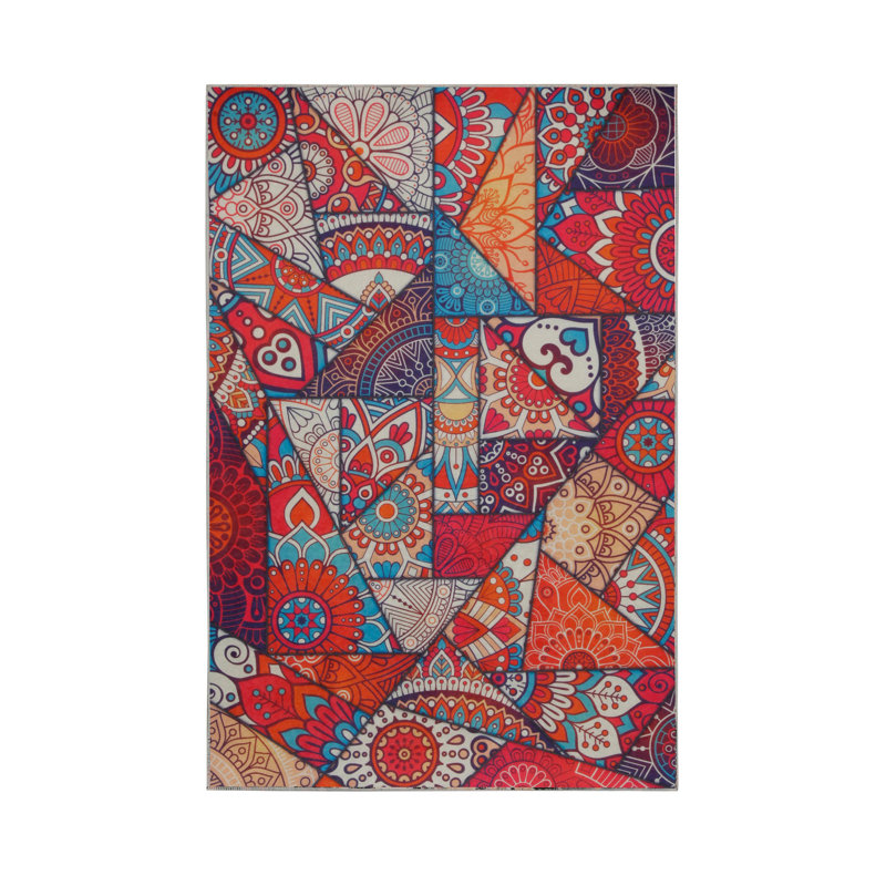 Stylish Woven Carpet (4 x 6 ft), 100% Polyester, 0.4 in Pile Height | Antibacterial, Non-Slip Underside | Machine Washable, 3D Digital Printing | Perfect for Living Room, Bedroom, and Home Decor