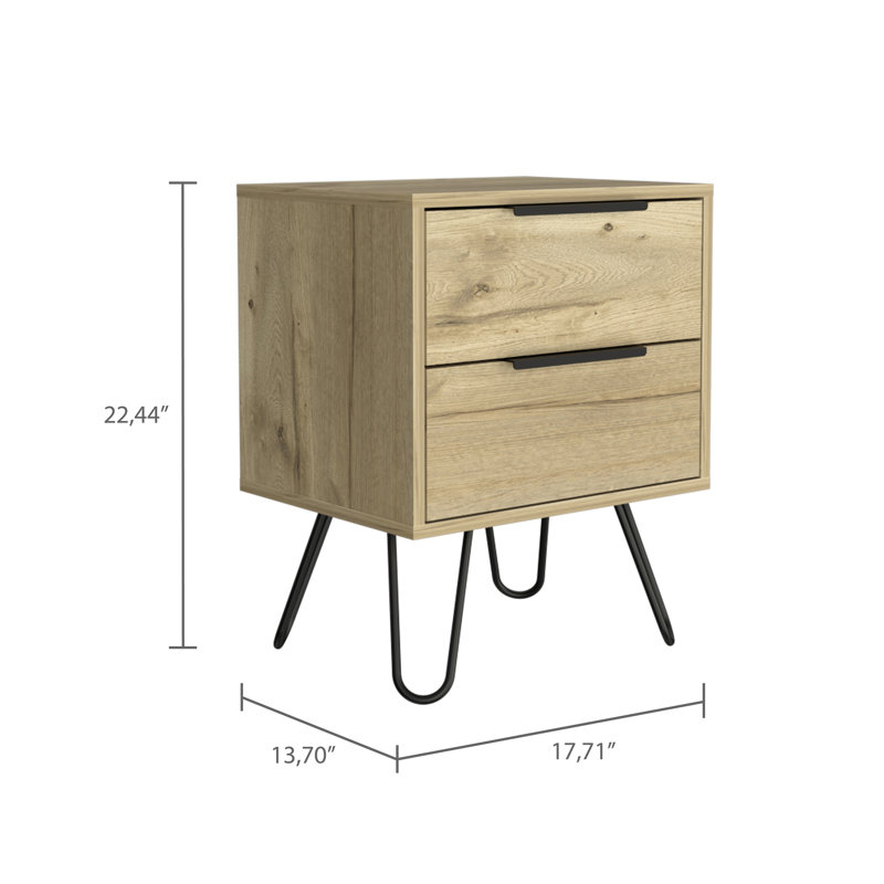 2-Drawer Rectangle Nightstand