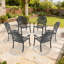Cast Aluminum Patio Dining Chair 6PCS With Black Frame And Blue Cushions
