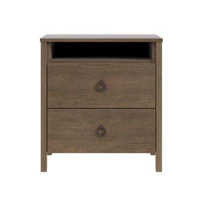 Celestique Transitional Two Drawer Nightstand With Shelf