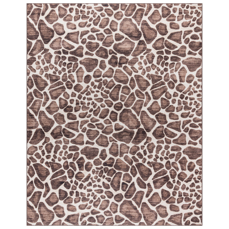 Tapis intérieur rayé à motif girafe moderne ivoire Rayna Gavin, Rectangle 5 pi x 7 pi