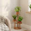 Support pour plante ronde en bois à 3 niveaux, grande tablette d'angle pour le salon intérieur / extérieur, patio, balcon