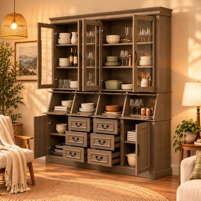 71.4 " W Glass Dining Hutch