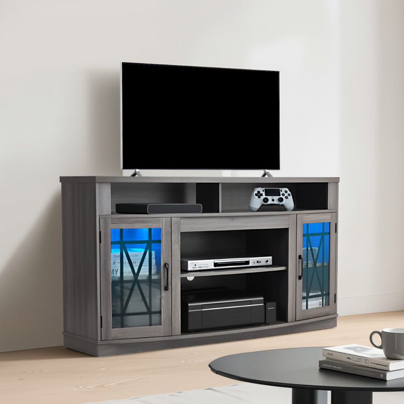 Meuble télé pour téléviseur de 65 po avec bande lumineuse Farmhouse