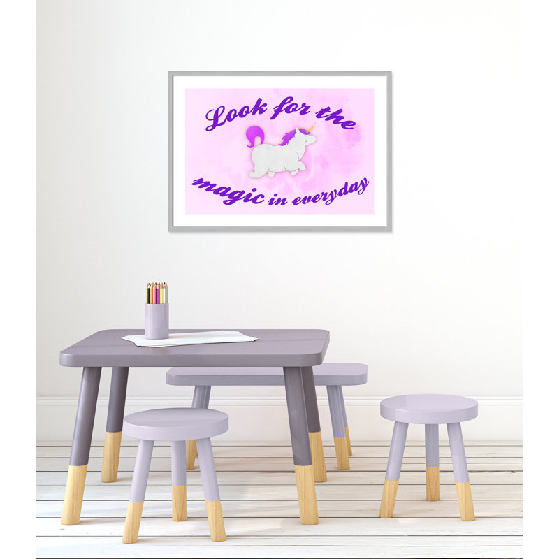 Décoration murale licorne magique pour enfants, H 25,5 po x l 35,5 po x P 1,19 po, Encadré de boîte argent