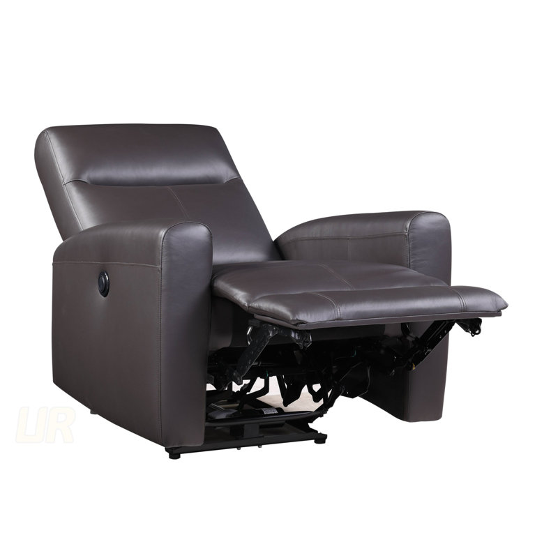 Fauteuil inclinable électrique Blane en cuir fleur avec capitonnage horizontal et accoudoirs inclinés pour un confort ultime