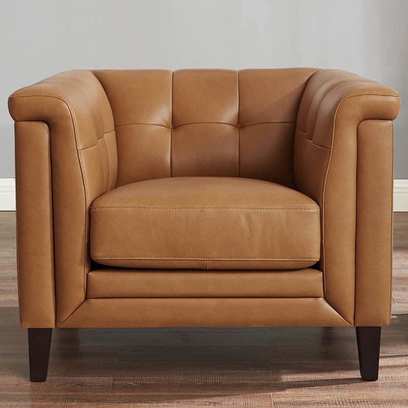 Fauteuil Colturo Fynche, Cuir véritable brun cognac