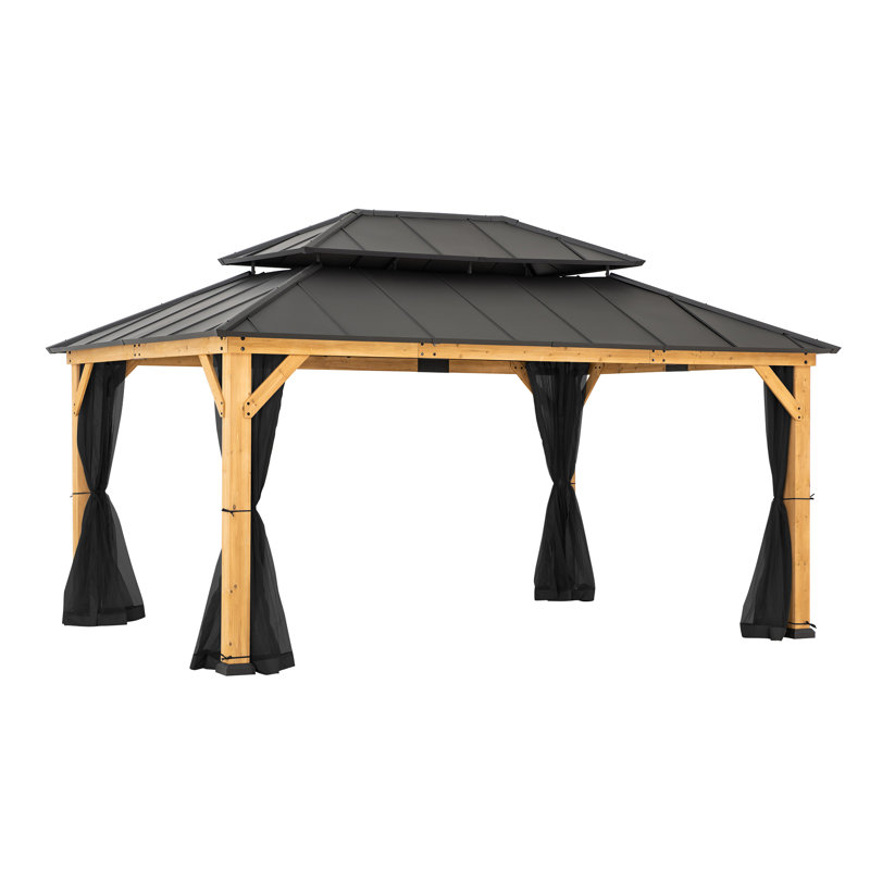 Black Weather-Resistant Polyester Mosquito Netting for 12' x 16' Gazebos