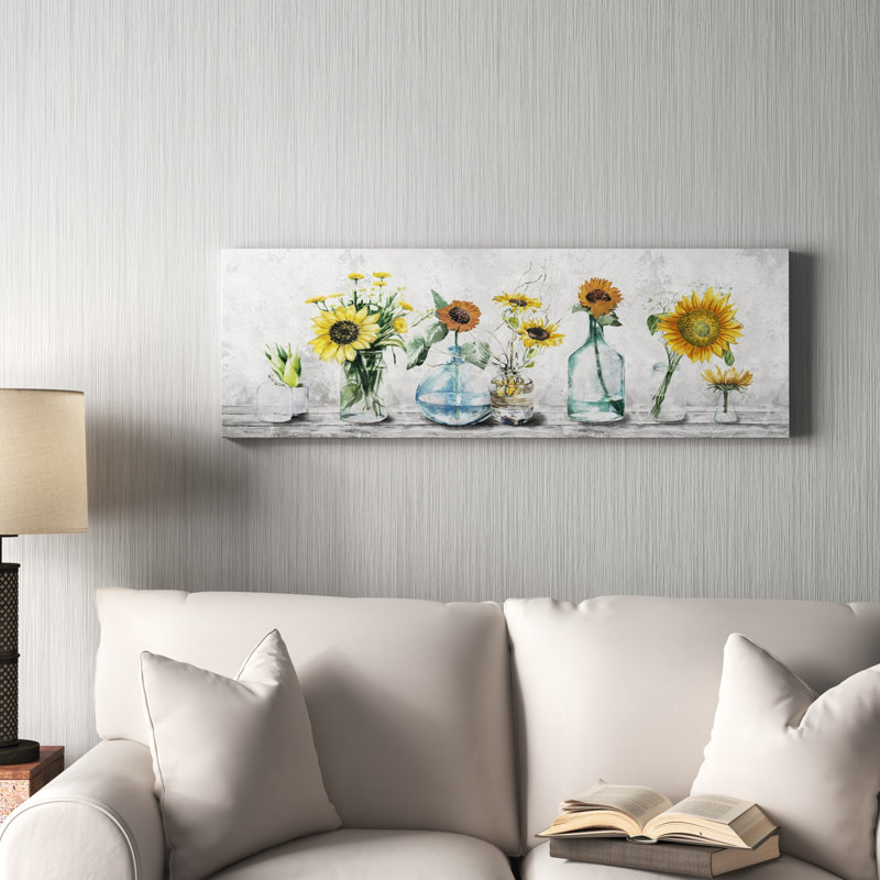 Sunflowers Spot - Peinture sur toile, H 15 po x l 45 po x P 1,5 po