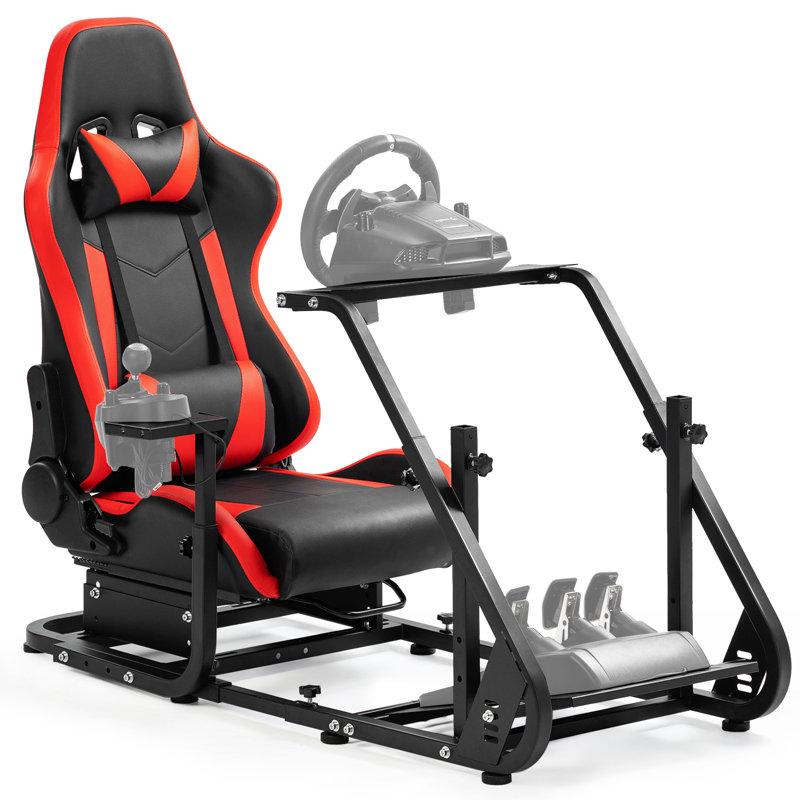 Racing Simulator Cockpit Stand With Chair Fit Logitech G29 G920 G923 Thrustmaster T500rs, Black/Red