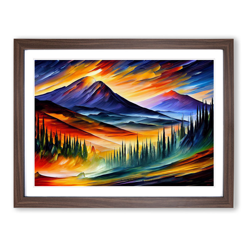 Mountain View Vol.6 Abstract - Framed Print, 46cm H x 64cm W x 2cm D, Walnut Framed